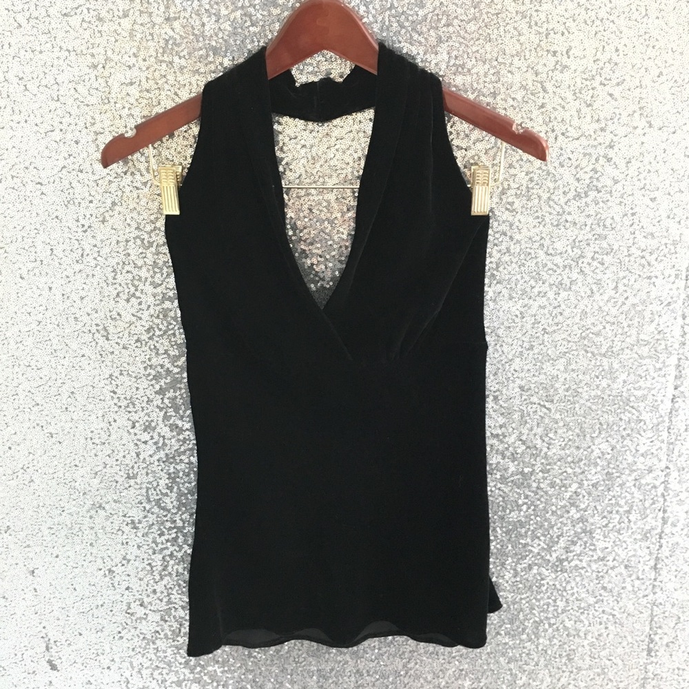 Express Black Velvet Halter Top—Size S